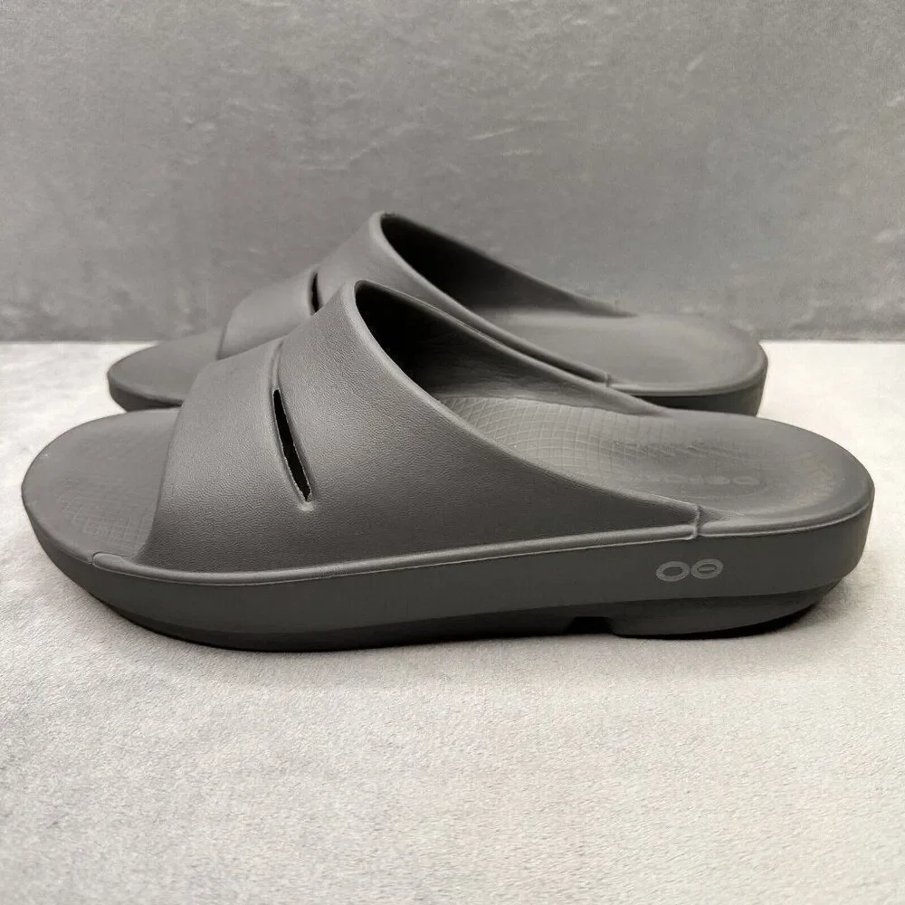 OOFOS OOahh Mens Size 8‎ Sandals Slate Gray Recovery Lightweight Sport Slides